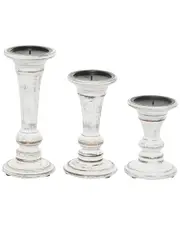 Peyton Lane Set of 3 Country Cottage Solid White Wood Candle Holder