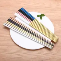 在飛比找ETMall東森購物網優惠-304不銹鋼筷子家用分餐筷分類筷彩色方形筷中華筷一人一色金屬