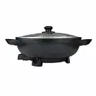 Brentwood Appl. SK-69BK 13" Non-Stick Flat-Bottom Wok Skillet w/Vented Glass Lid