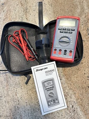 Snap On Tool Digital Auto Ranging Multimeter Leads Storage Pouch Manual EEDM504D