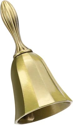 Solid Brass Hand Call Bell Hand Bells Ringing Bell with Handle Dinner Bell, Tibe