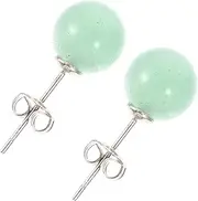 [WRITWAA] Natural Crystal Ball Earrings 8mm Round Hypoallergenic Ear Studs Fashion Jewelry Ideal for All Ages and Styles