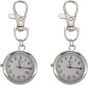 [Gatuida] 2 pcs Unique Chest New Retractable Vintage Lapel Read Watch: Stainless Paramedic Time Font Keychain with Face Sliver Buckle Open Minimalist Round Color Nurse Simple to Year Steel