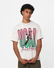 [NATIONAL COLLEGIATE ATHLETIC ASSC] National Collegiate Athletic Association California Volleyball Team T-shirt Vintage White - Size L L Silver Marle