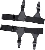 [Perfeclan] Sock Garters Belt for Stockings Sock Clip with Double Metal Buckle for Men Women