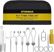 XFISHMAN Fly Tying Tool Kit 7&11 in 1 with Bobbin Finisher Scissors Hackle Hair Stacker Fly Fishing Tying Tools Set