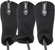 Black All Hybrid Headcover Set 3 4 5 Golf Club Covers Head Cover Mesh Complete