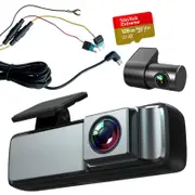 Elinz Dual Lens No Screen Dash Cam 1080P Rear Camera 720P WiFi App Control Supercapacitor 128GB U3 Card Hardwire Kit