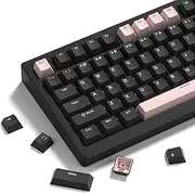 Womier Double Shot PBT Keycaps Set 138 Keys, Cherry Profile Custom Keycaps 60 65 75 100 Percent for 61/64/68/84/87/100/104/108 Retro Gaming Mechanical Keyboard, Black Pink