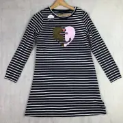Nautica Dress Girls XL 16 Navy White Stripes Flipable Sequins Sailor Stretch