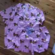 Peter Alexander Women’s Pink Penny Dog Shortie Cotton Pj Set Size L BNWT