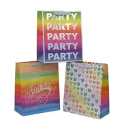 bulk 24 Large Rainbow Celebration Gift Bag Assort 26x32cm