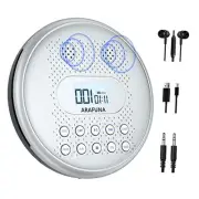 CD Player Portable, Rechargeable Portable CD Players for Car with Silver