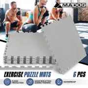 6Pcs Gray Puzzle Exercise Mat EVA Foam Mat Floor Tiles Gym Interlocking 24 Sq Ft