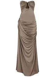 Paris Georgia Val Strapless Stretch-jersey Maxi Dress - Taupe - S (UK8-10 / S) S (UK8-10 / S)