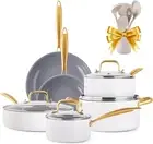 Pots and Pans Set Nonstick - VONIKI Non Toxic Ceramic Cookware Set, Kitchen Cook