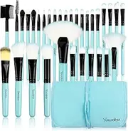 Makeup Brushes Set, 32pcs Blue Premium Cosmetic Make Up Brushes Foundation Blending Blush Concealer Shader Eyeshadow Eyeliner Compatible withTravel Makeup Bag