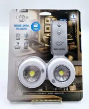 BRAND NEW IN PKG Lumen8 Home Set Of 2 Remote Control Puck Lights