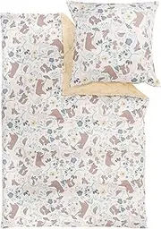 s.Oliver Forest Animals Bed Linen 135 x 200 cm – Children's Bed Linen Colourful with Animals 100% Cotton High-Quality Mako Satin 2-Piece Set