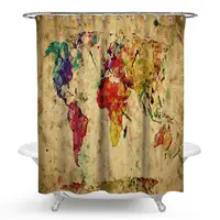 在飛比找Coupang 酷澎優惠-世界地圖圖案浴室浴簾類型 4 180 x 180cm