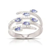 6 Genuine Tanzanite And White Topaz Gemstone Ring