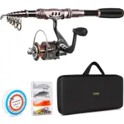 PLUSINNO Telescopic Fishing Rod Reel Combos Full Kit, Spinning Fishing Gear