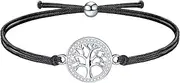 [J.Endéar] Tree of Life Women's Bracelet 925 Silver with Zircon Handmade Cord Tree of Life Amulet Women Girls Love Friendship Birthday Communion Gift