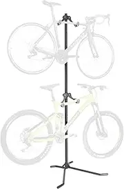 CyclingDeal Bike Vertical Freestanding Hanger Parking Rack - Fully Adjustable Gravity Storage Floor Stand - Safe & Secure for Hanging MTB Road Bicycles in Garage or Home