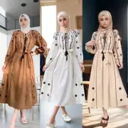 Women Islamic Kaftan Dress with Sleeves Full Length Kaftan Dress