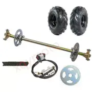 740mm Go Kart Trike Rear Axle Kit 6" Wheels #35 Sprocket Hub for Golf Cart ebike
