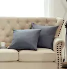 Pack of 2 Grey Decorative Solid Throw Pillow Covers Soft Accent Cushion Case