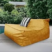 Outdoor Bean Bed Chair Sun Lounger, Couch Sofa for Patio & Pool PU Leather Bean Bag Cover No Filler Has Inner Liner for Sale Home Outdoor Pouf Lounger Sofa Bed Salon(Yellow)