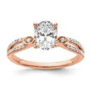 1.00ct. CZ Solid Real 14k Rose Polish 1ct Oval Engagement Dia Ring