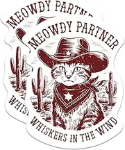 (2 Pack) Meowdy Partner Whiskers in The Wind Magnets - Cat Lover Western Magnets - 5 Inches On Longest Side - Premium Magnet - for Cars, Refrigerators, Toolboxes - Made in USA - MAG2220