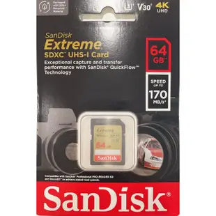 SanDisk 32G 32GB 64G SDHC SDXC Extreme UHS U3 4K V30 相機記憶卡