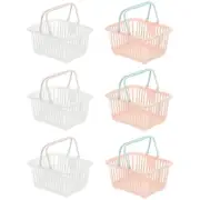 6PCS Mini Shopping Baskets with Handles Small Tiny Baskets, White Pink