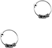 [DENI] 2 x Sterling Silver Small Bali Design Nose Rings with Clasp Inner Diameter 7mm Thickness 0.6mm 7mm Diametro Interior Silver No Gemstone, 7mm diametro interior, Silver, No Gemstone