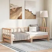 Bed Furniture Day Bed with Trundle Without Mattress 90x190 cm Solid Wood