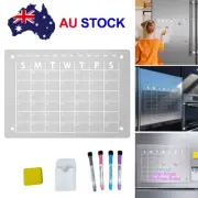 Magnetic Fridge Whiteboard Monthly Calendar Planner Acrylic White Board Set AU