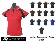 NEW! Aussie Pacific Womens Panorama Contrast Polo 2309 ALL COLOURS 6 - 26