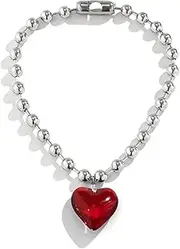 [KieTeiiK] Necklaces for Women, Fashion Trend Light Luxury Niche Sense Heart Collarbone Chain Temperament Simple Cold Wind Crystal Love-shape Necklace