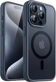 JETech Magnetic Case for iPhone 15 Pro Max 6.7-Inch Compatible with MagSafe, Translucent Matte Back Slim Shockproof Phone Cover (Storm Blue)