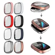 For Fitbit Versa 3/Sense Watch Case Cover Tempered Glass Screen Protector