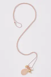 Belle Pendant And Swallow Mini Cluster Necklace--NES-BELLE-RP