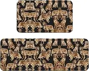 Golden Retrievers Christmas 2 Piece Floor Mat Non Slip Restaurant Mat For Floor Mat Home Mat Anti Slip Entry Mat