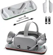 Coyktonty Charging Dock for Meta Quest 3S/Meta Quest 3 VR Headset & Controllers, Support PD Fast Charging,with 2 Rechargeable Batteries, Type-C Cable