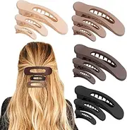 SYGY 12PCS Flat Hair Clips, Flat Claw Clips for Thin Hair, Matte Lay Down Claw Clips for Women, 3 Sizes, Brown