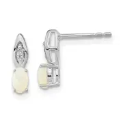 14k White Gold Opal Diamond Earring