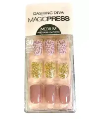 Dashing Diva Magic Press Nail Kit PO119 TWEED TUESDAY 30 Nails Medium Length NEW