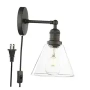Industrial Wall Sconce Light with Switch, Plug in Wall Lamp with Matte Black